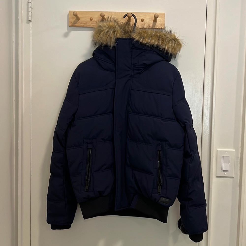 Navy Express Fur Collar Puff Winter Coat
